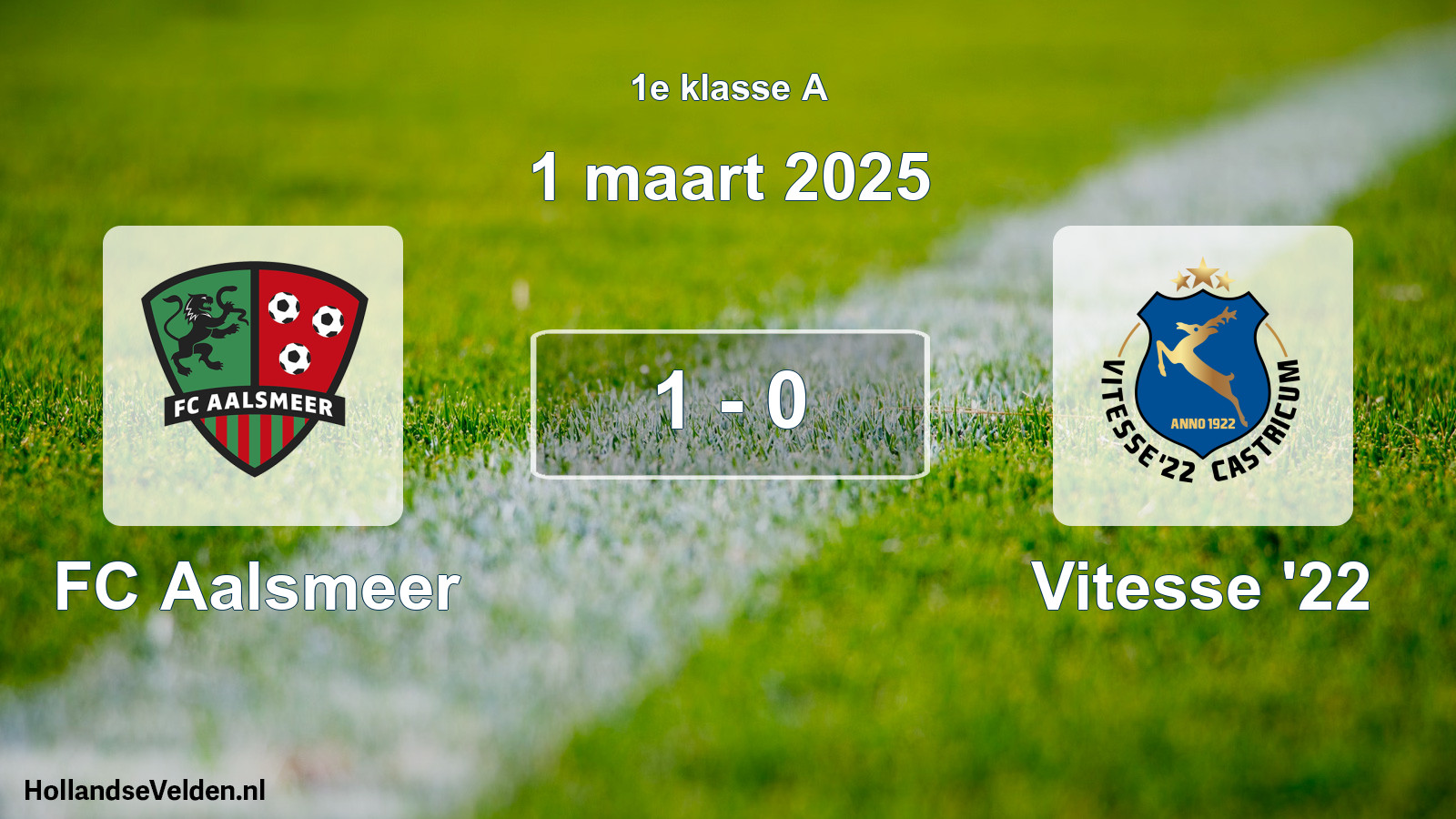Total number of matches played: FC Aalsmeer - Vitesse '22 1 - 0 (1 March 2025)