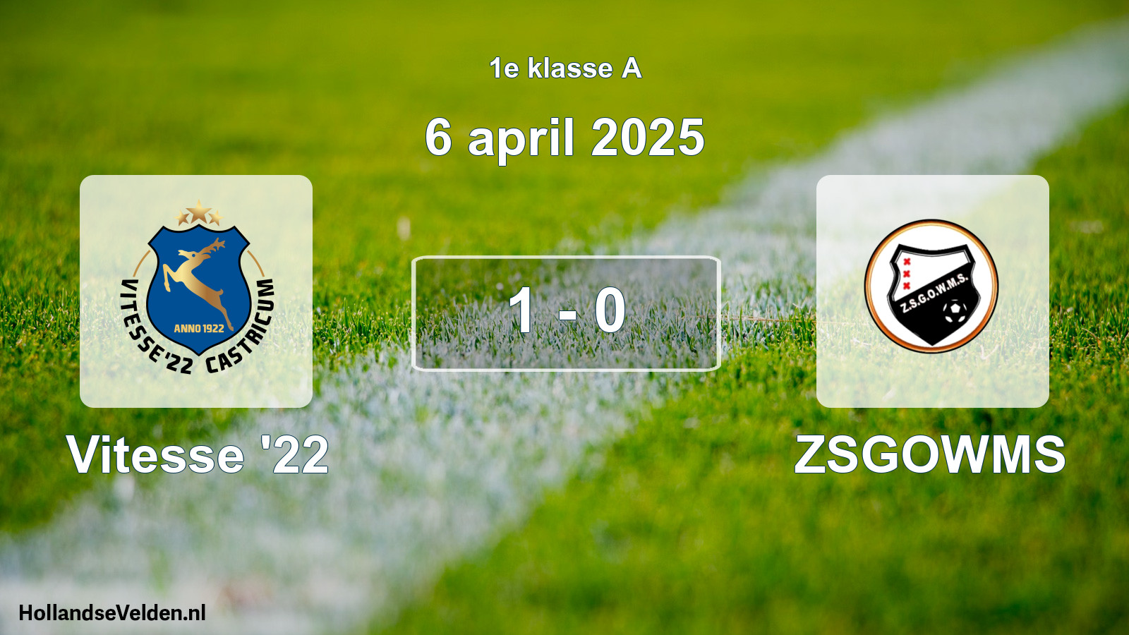 Total number of matches played: Vitesse '22 - ZSGOWMS 1 - 0 (6 April 2025)