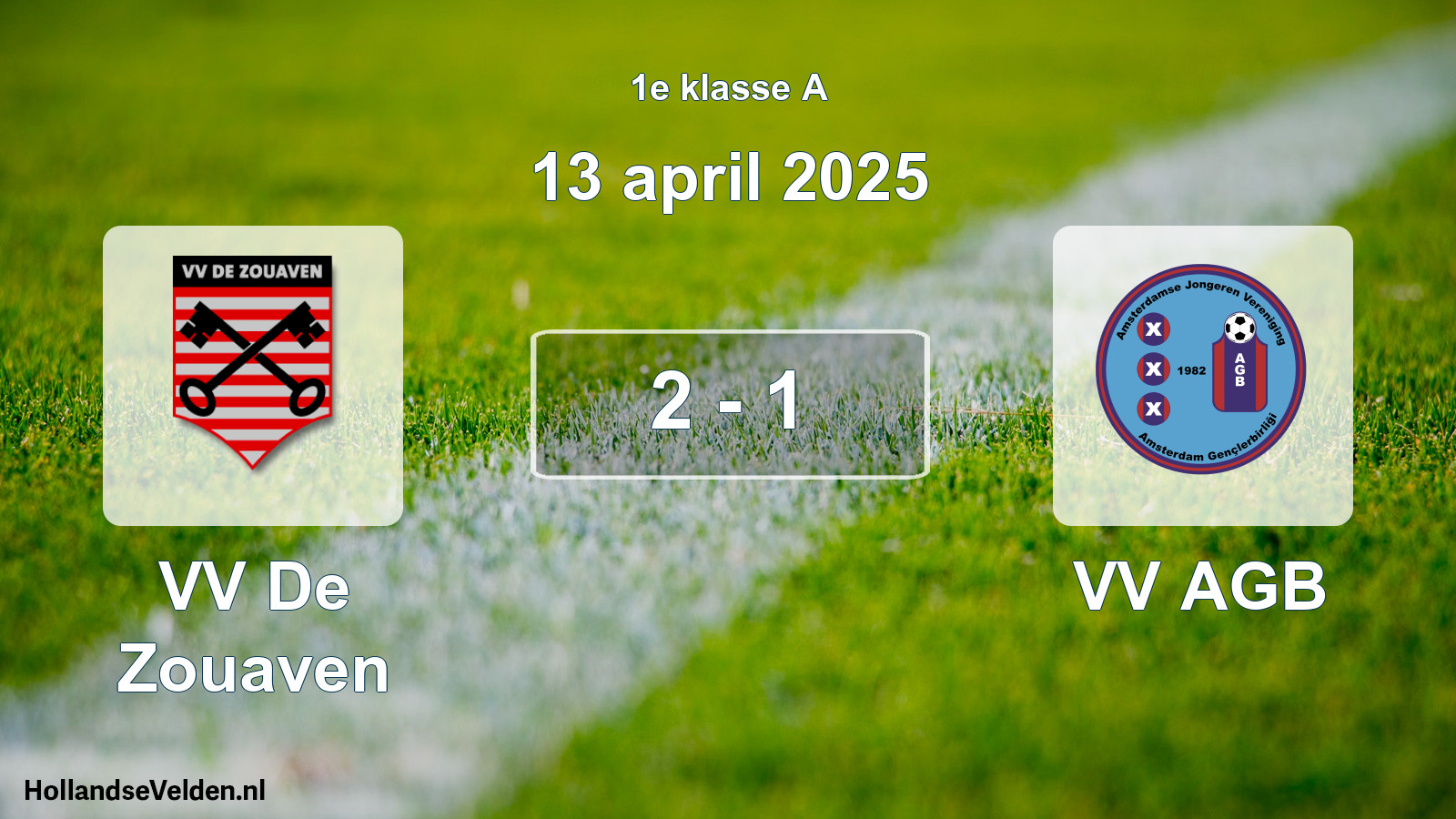Total number of matches played: VV De Zouaven - VV AGB 2 - 1 (13 April 2025)