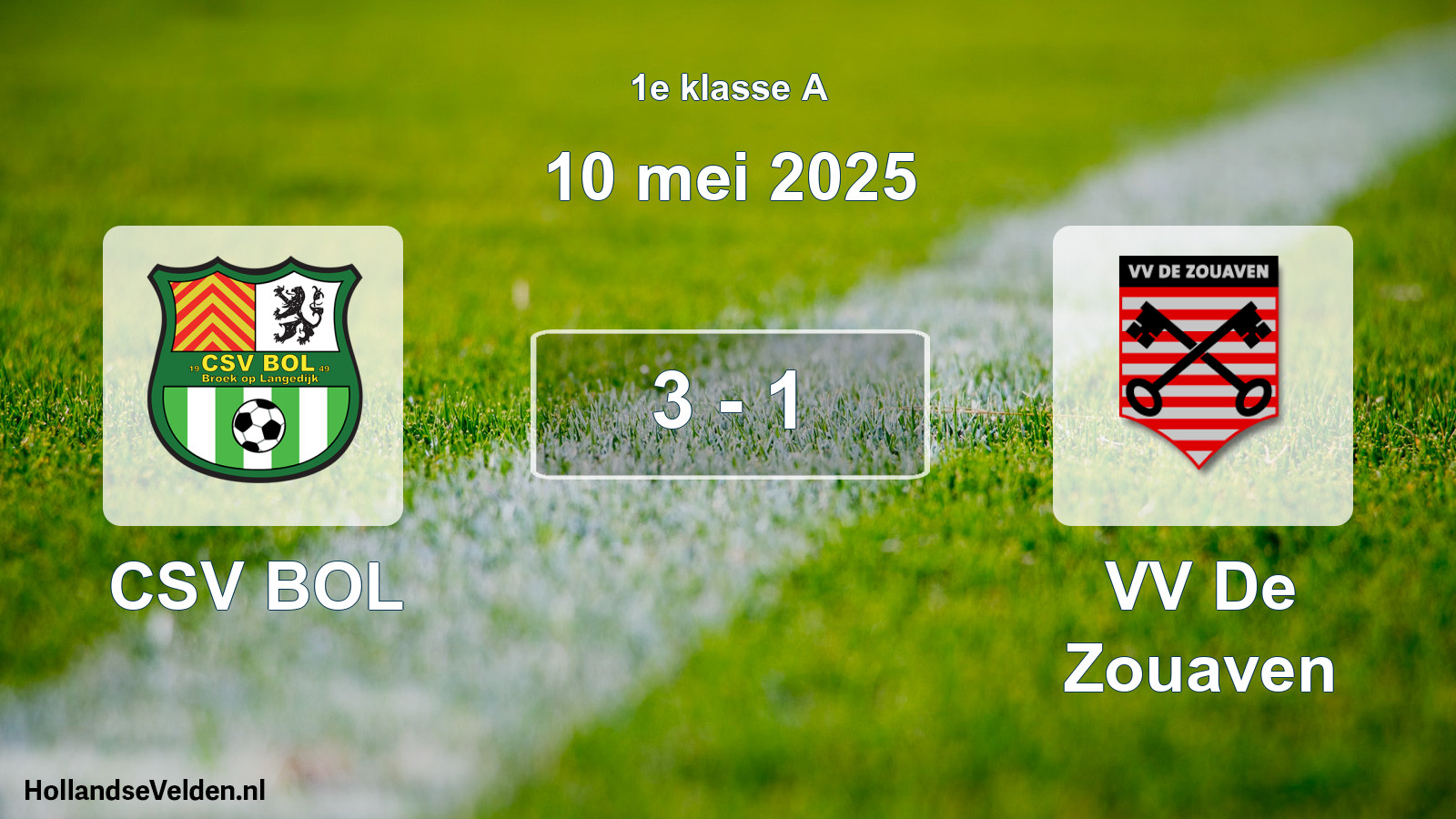 Total number of matches played: CSV BOL - VV De Zouaven 3 - 1 (10 May 2025)