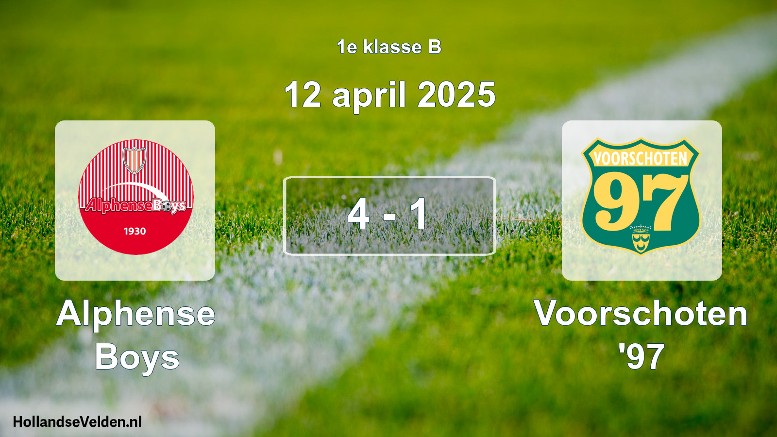 Total number of matches played: Alphense Boys - Voorschoten '97 4 - 1 (12 April 2025)