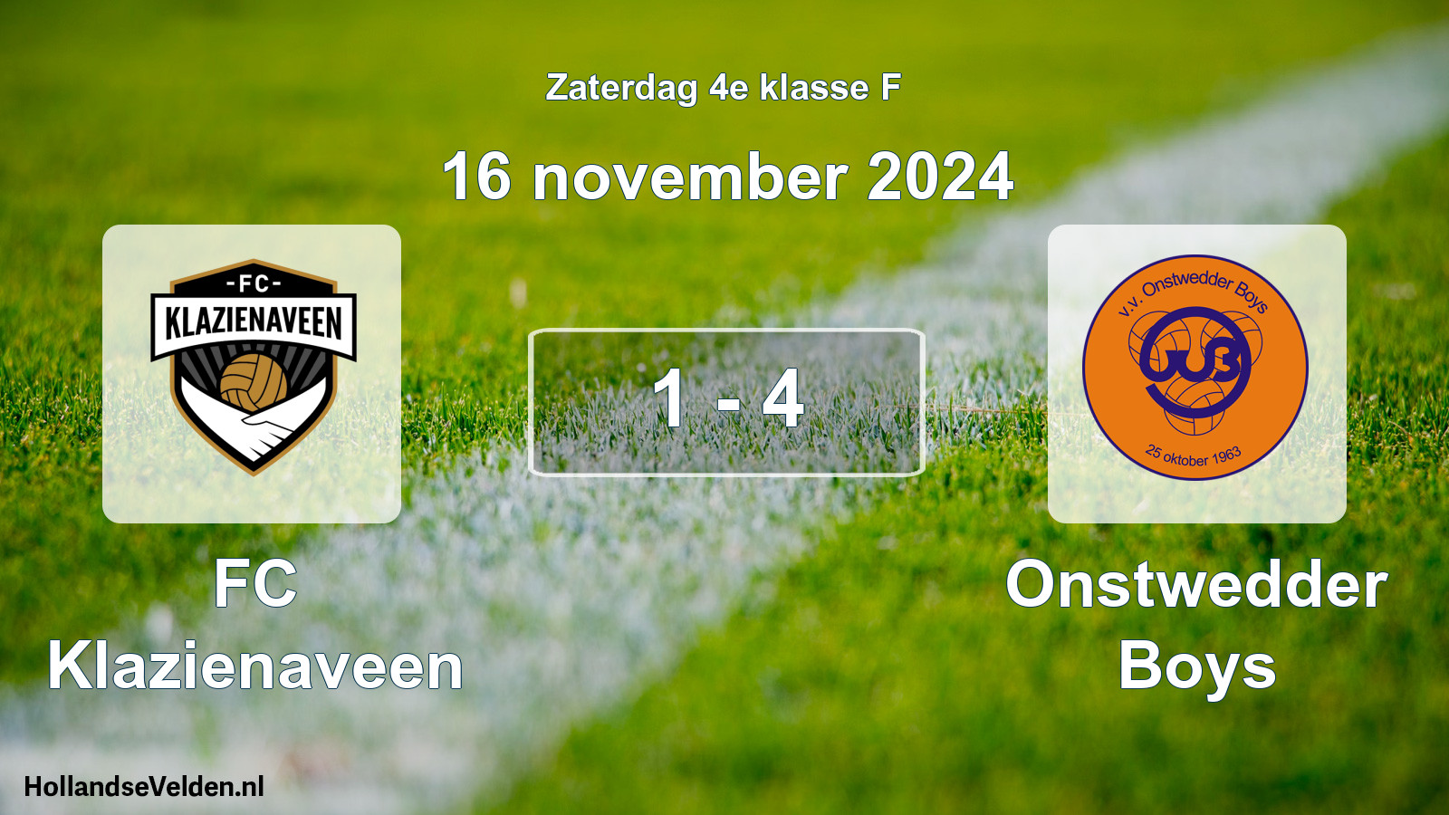 Total number of matches played: FC Klazienaveen - Onstwedder Boys 1 - 4 (16 November 2024)