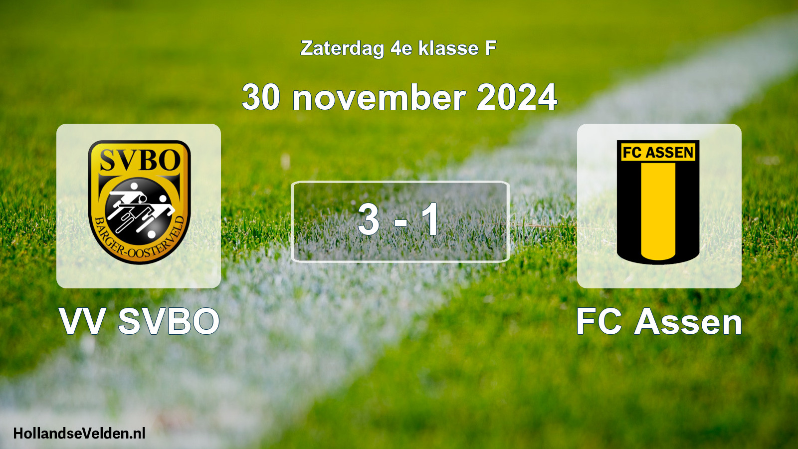 Total number of matches played: VV SVBO - FC Assen 3 - 1 (30 November 2024)