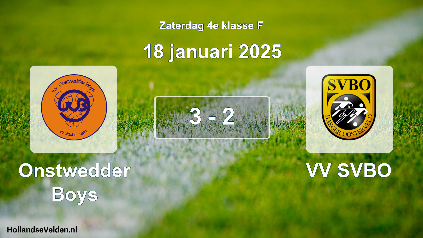 Total number of matches played: Onstwedder Boys - VV SVBO 3 - 2 (18 January 2025)