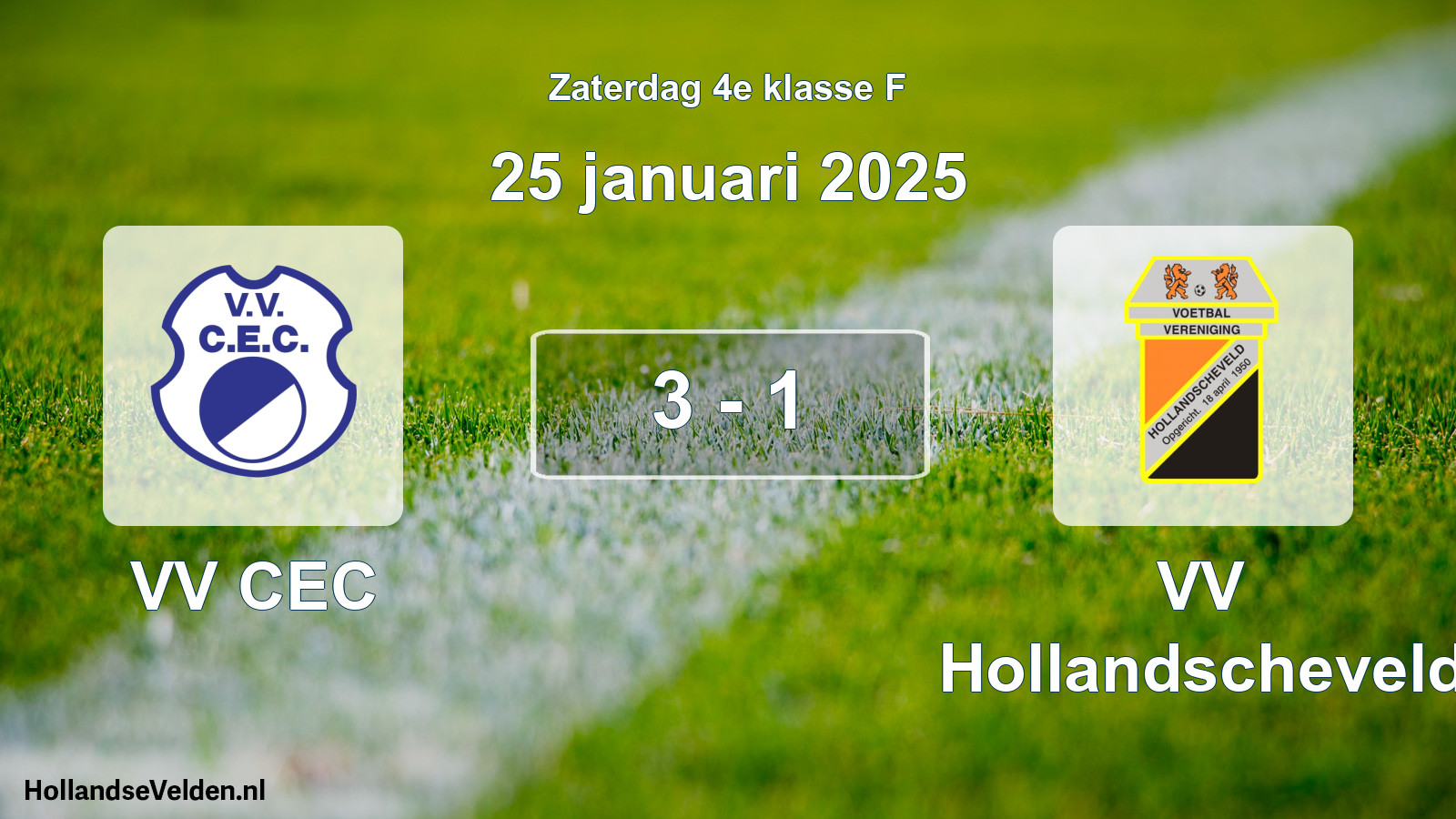 Total number of matches played: VV CEC - VV Hollandscheveld 3 - 1 (25 January 2025)