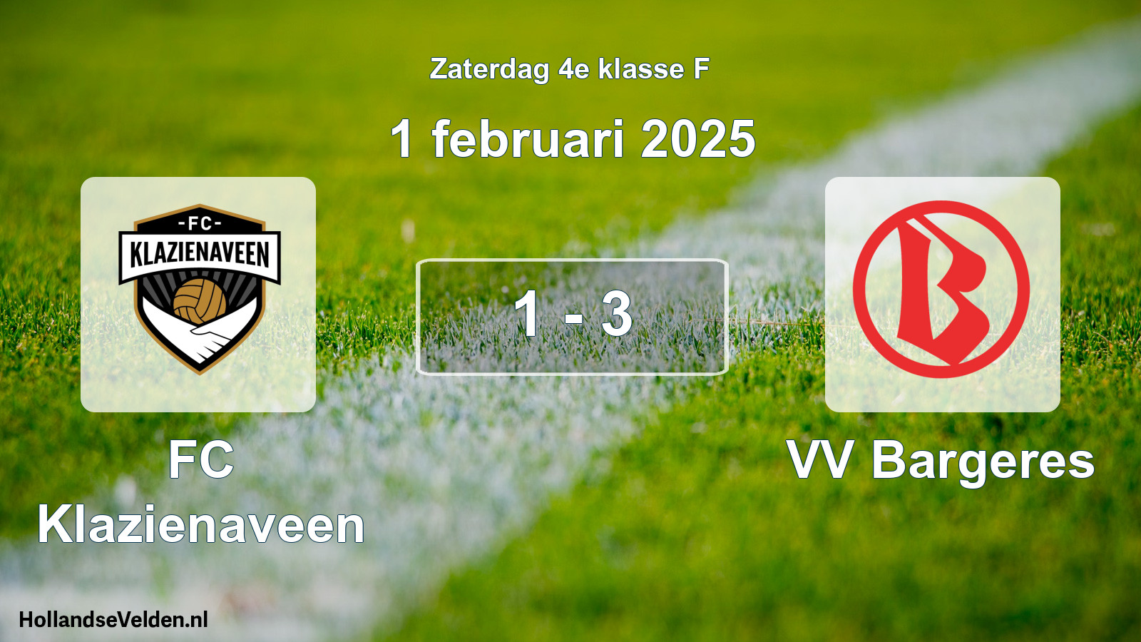 Total number of matches played: FC Klazienaveen - VV Bargeres 1 - 3 (1 February 2025)