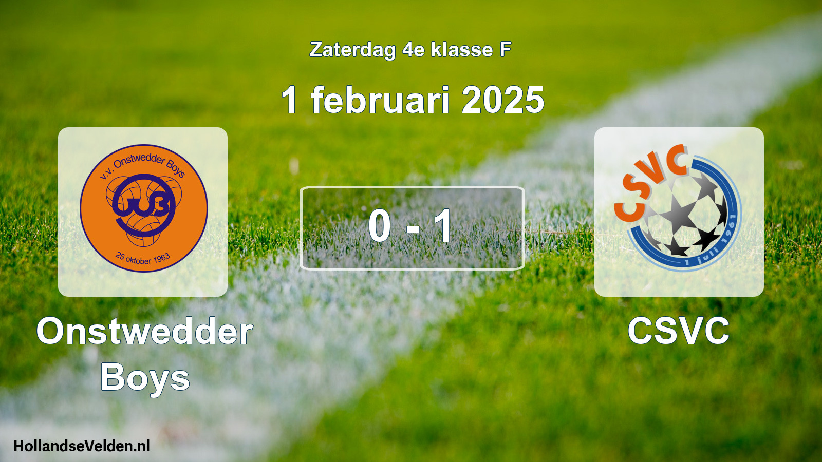 Total number of matches played: Onstwedder Boys - CSVC 0 - 1 (1 February 2025)