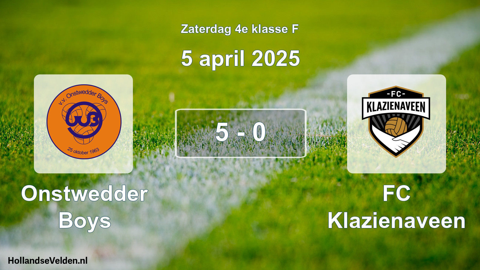 Total number of matches played: Onstwedder Boys - FC Klazienaveen 5 - 0 (5 April 2025)