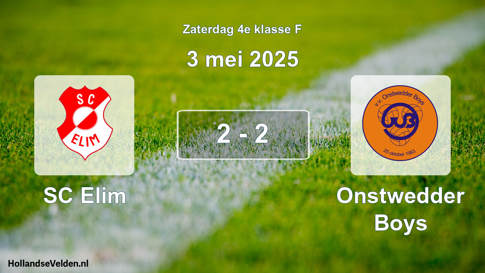 Total number of matches played: SC Elim - Onstwedder Boys 2 - 2 (3 May 2025)