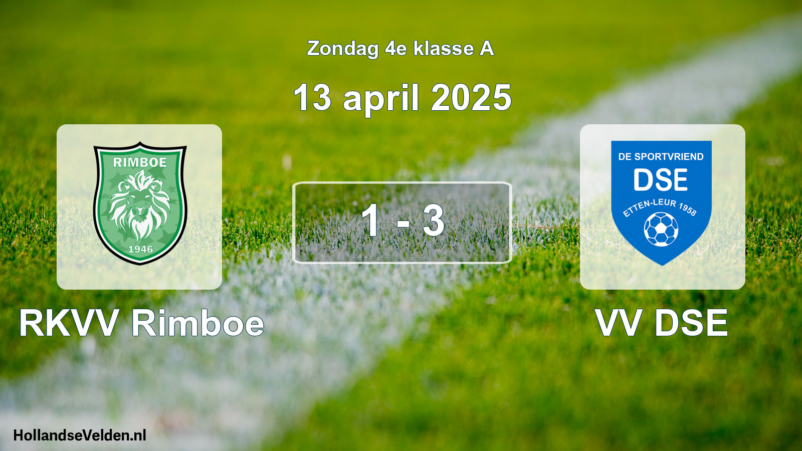 Total number of matches played: RKVV Rimboe - VV DSE 1 - 3 (13 April 2025)