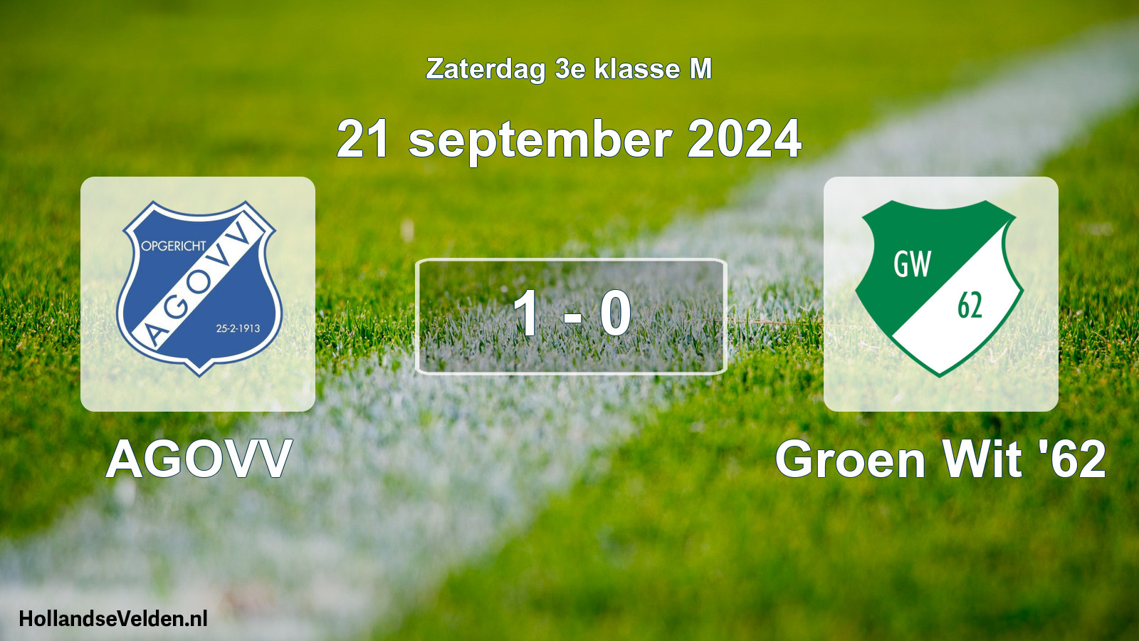 Total number of matches played: AGOVV - Groen Wit '62 1 - 0 (21 September 2024)