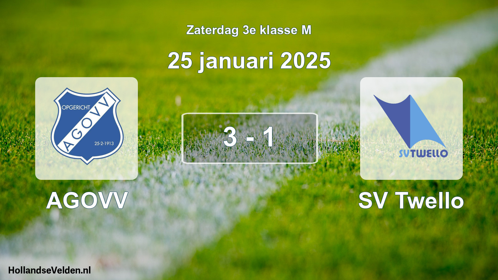 Total number of matches played: AGOVV - SV Twello 3 - 1 (25 January 2025)