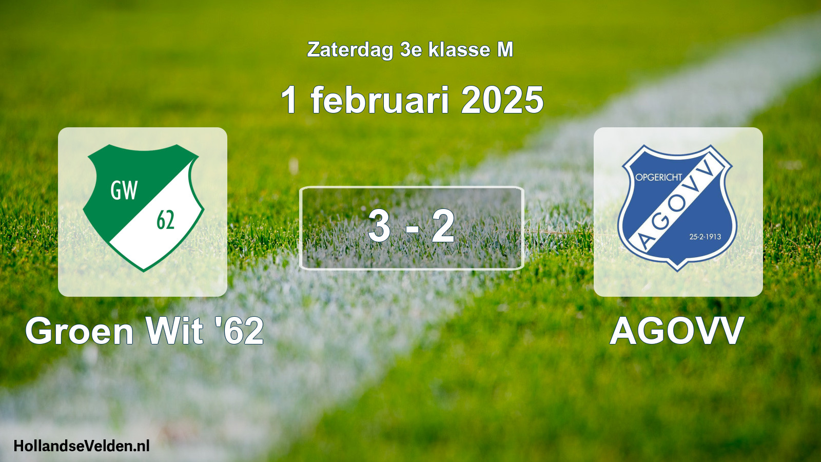Total number of matches played: Groen Wit '62 - AGOVV 3 - 2 (1 February 2025)