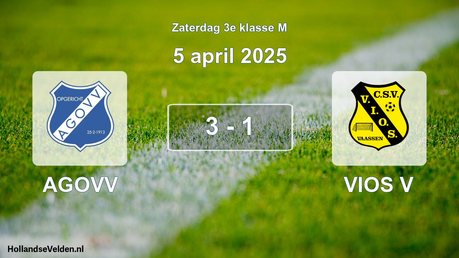 Total number of matches played: AGOVV - VIOS V 3 - 1 (5 April 2025)