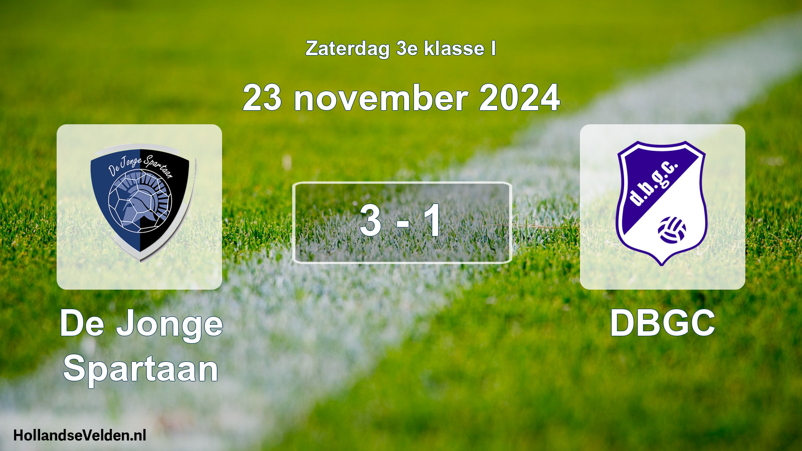 Total number of matches played: De Jonge Spartaan - DBGC 3 - 1 (23 November 2024)