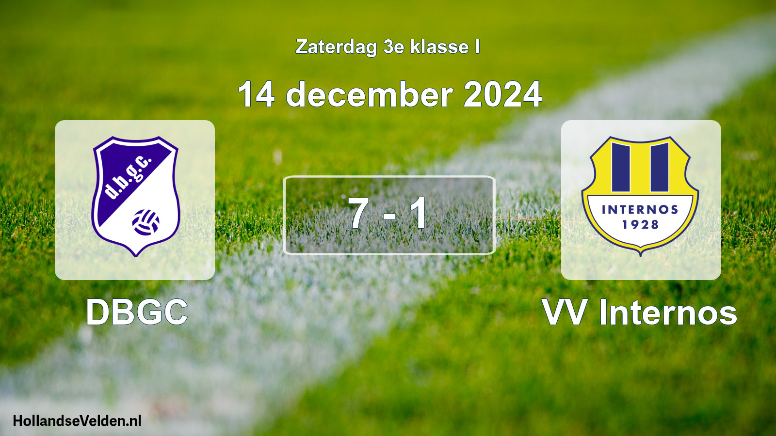 Total number of matches played: DBGC - VV Internos 7 - 1 (14 December 2024)