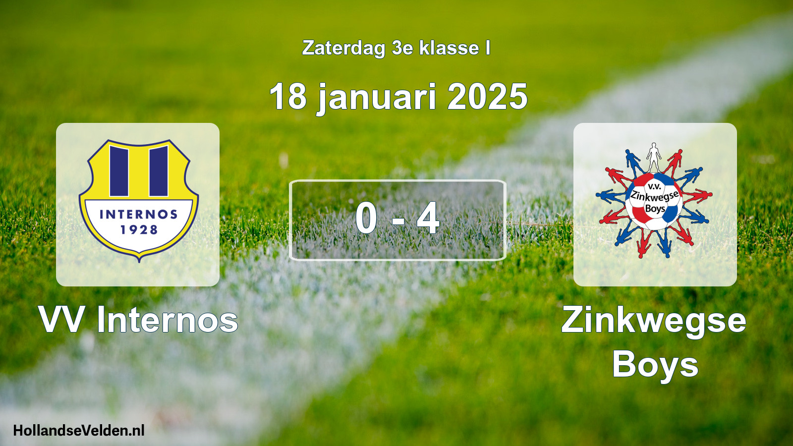 Total number of matches played: VV Internos - Zinkwegse Boys 0 - 4 (18 January 2025)