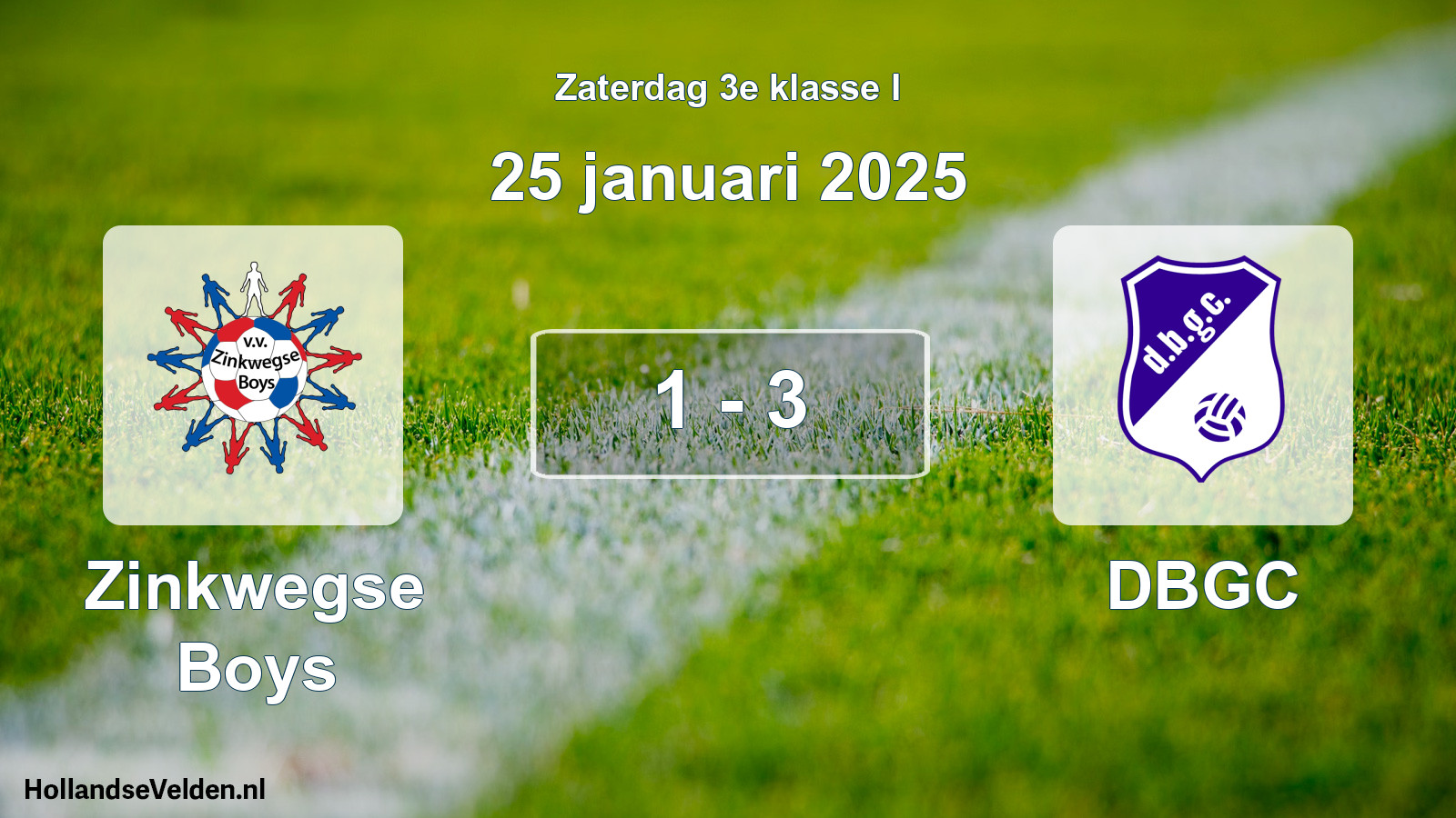 Total number of matches played: Zinkwegse Boys - DBGC 1 - 3 (25 January 2025)