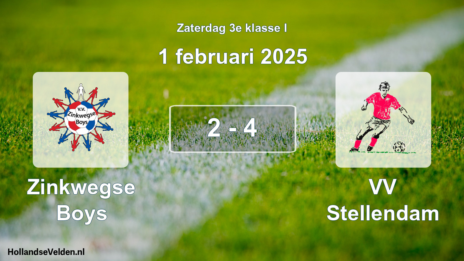 Total number of matches played: Zinkwegse Boys - VV Stellendam 2 - 4 (1 February 2025)