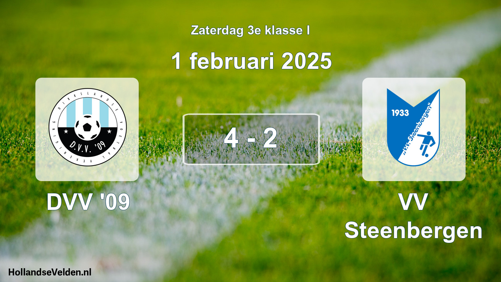 Total number of matches played: DVV '09 - VV Steenbergen 4 - 2 (1 February 2025)