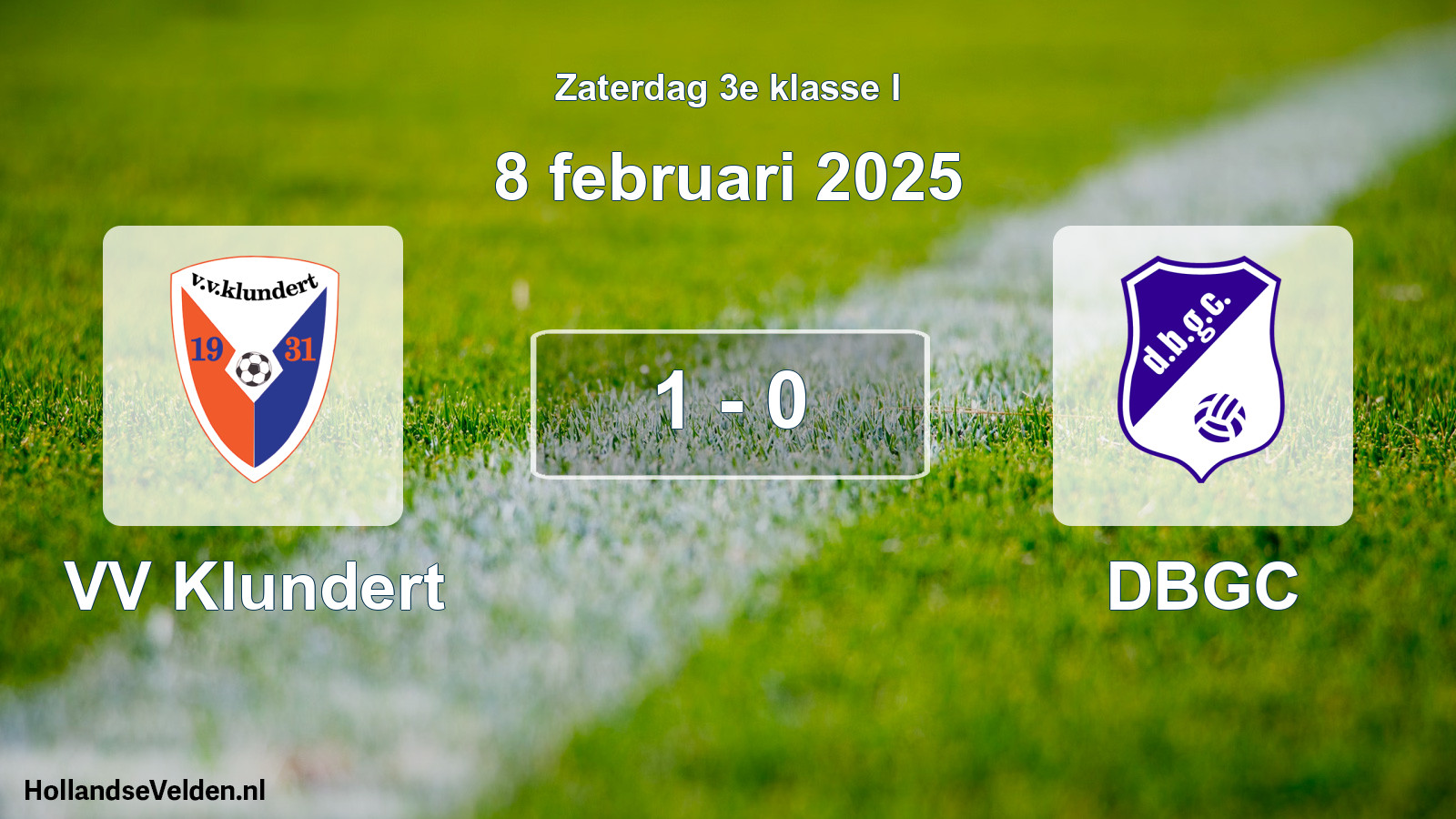 Total number of matches played: VV Klundert - DBGC 1 - 0 (8 February 2025)