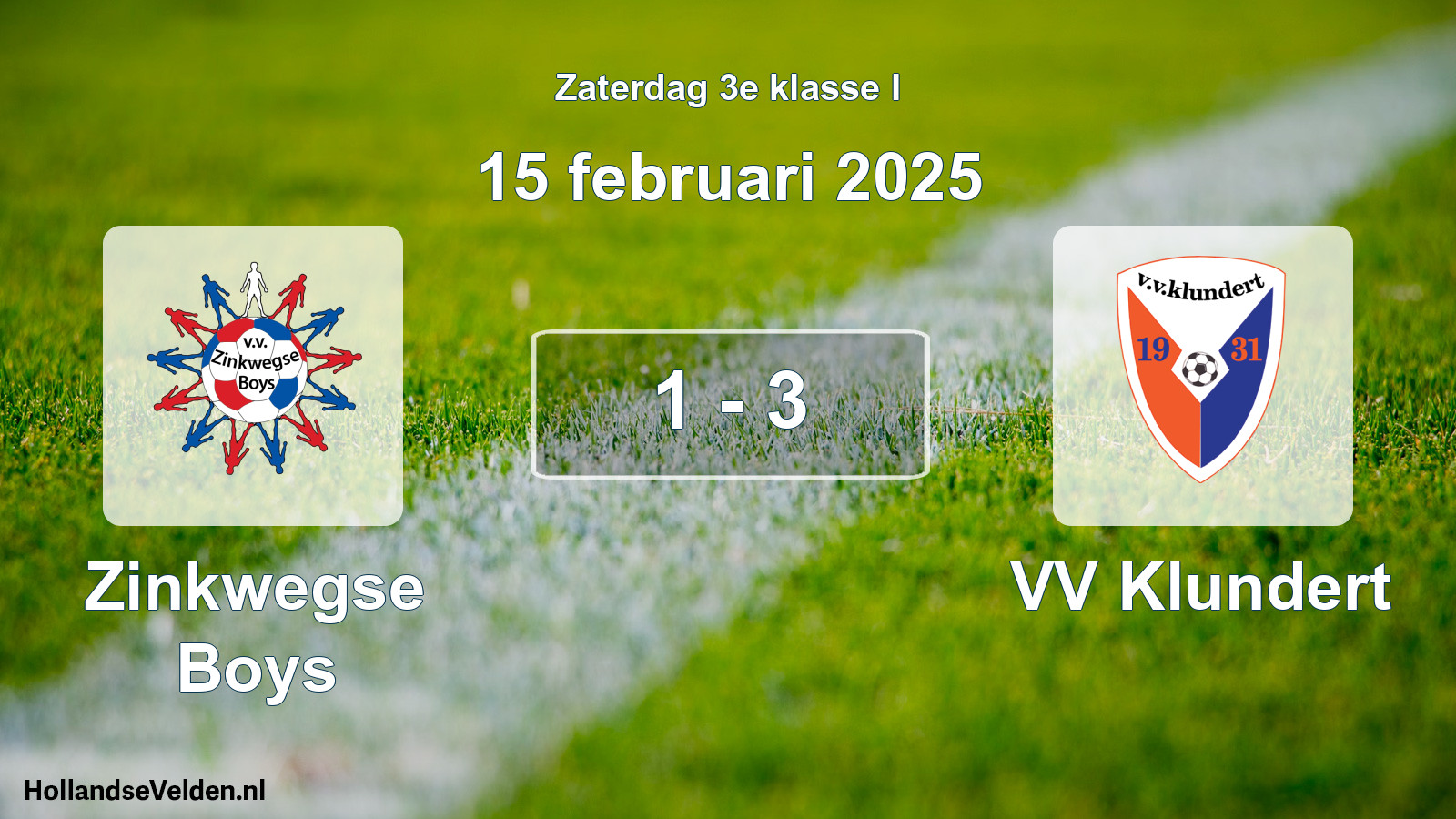 Total number of matches played: Zinkwegse Boys - VV Klundert 1 - 3 (15 February 2025)