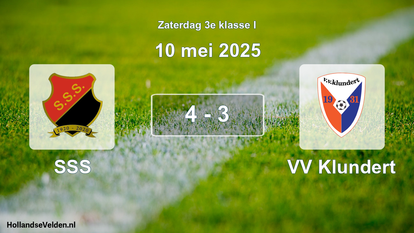 Total number of matches played: SSS - VV Klundert 4 - 3 (10 May 2025)