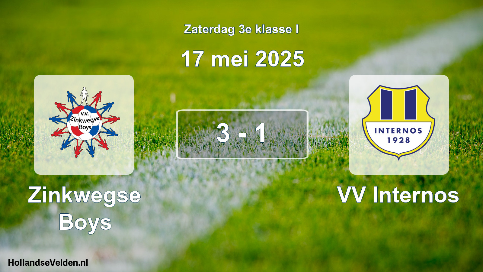 Total number of matches played: Zinkwegse Boys - VV Internos 3 - 1 (17 May 2025)