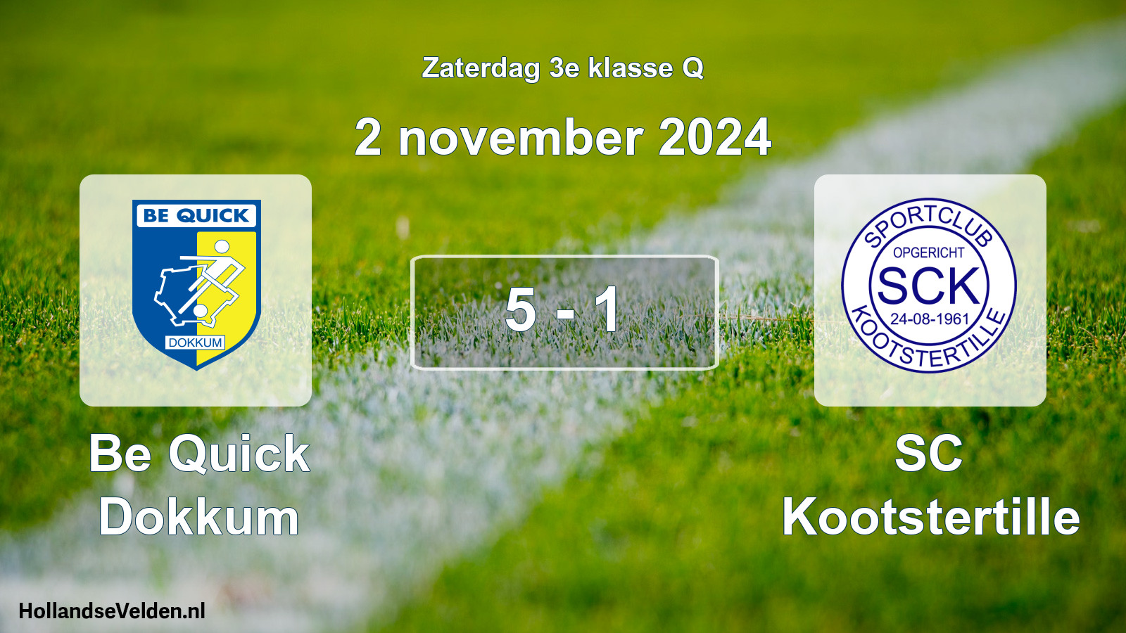 Total number of matches played: Be Quick Dokkum - SC Kootstertille 5 - 1 (2 November 2024)
