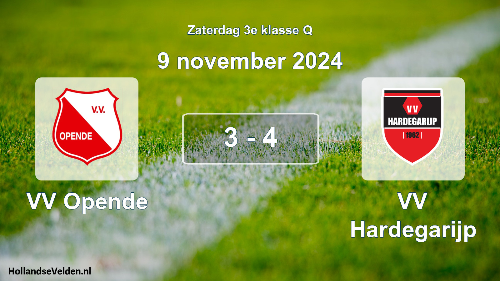Total number of matches played: VV Opende - VV Hardegarijp 3 - 4 (9 November 2024)