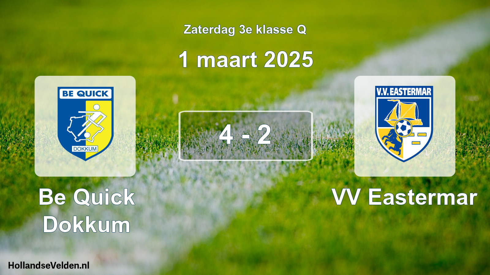 Total number of matches played: Be Quick Dokkum - VV Eastermar 4 - 2 (1 March 2025)
