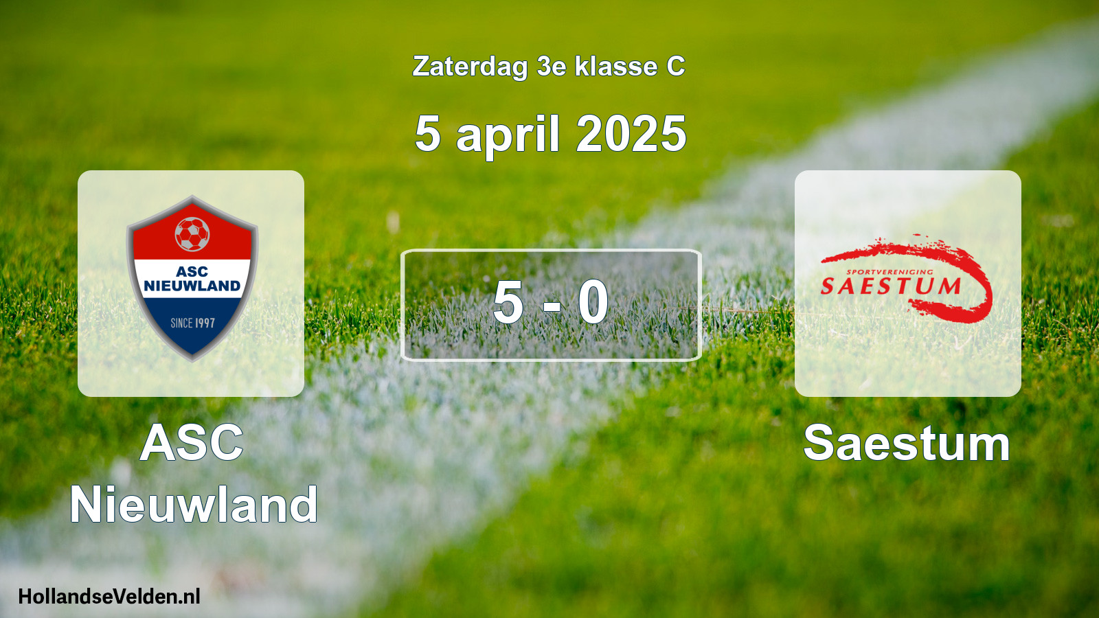 Total number of matches played: ASC Nieuwland - Saestum 5 - 0 (5 April 2025)