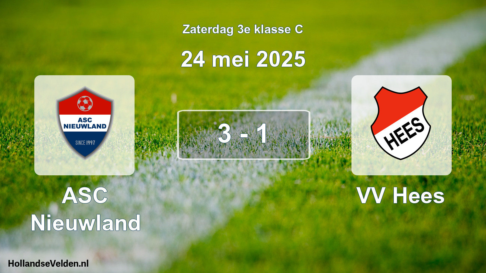 Total number of matches played: ASC Nieuwland - VV Hees 3 - 1 (24 May 2025)
