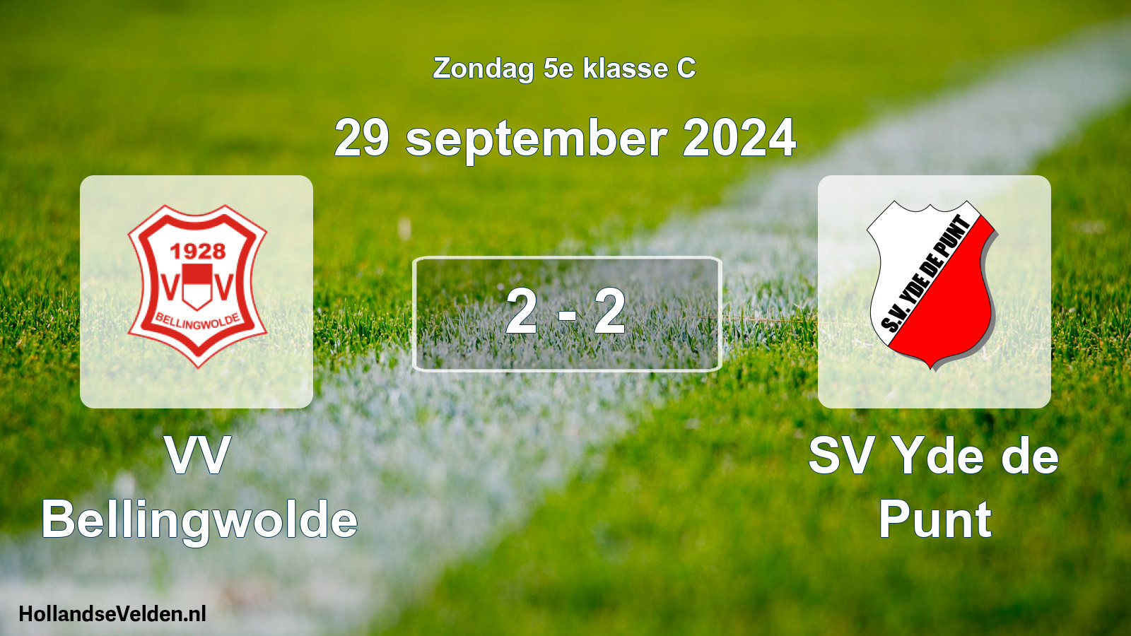 Total number of matches played: VV Bellingwolde - SV Yde de Punt 2 - 2 (29 September 2024)