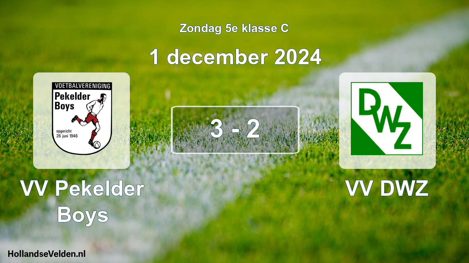 Total number of matches played: VV Pekelder Boys - VV DWZ 3 - 2 (1 December 2024)