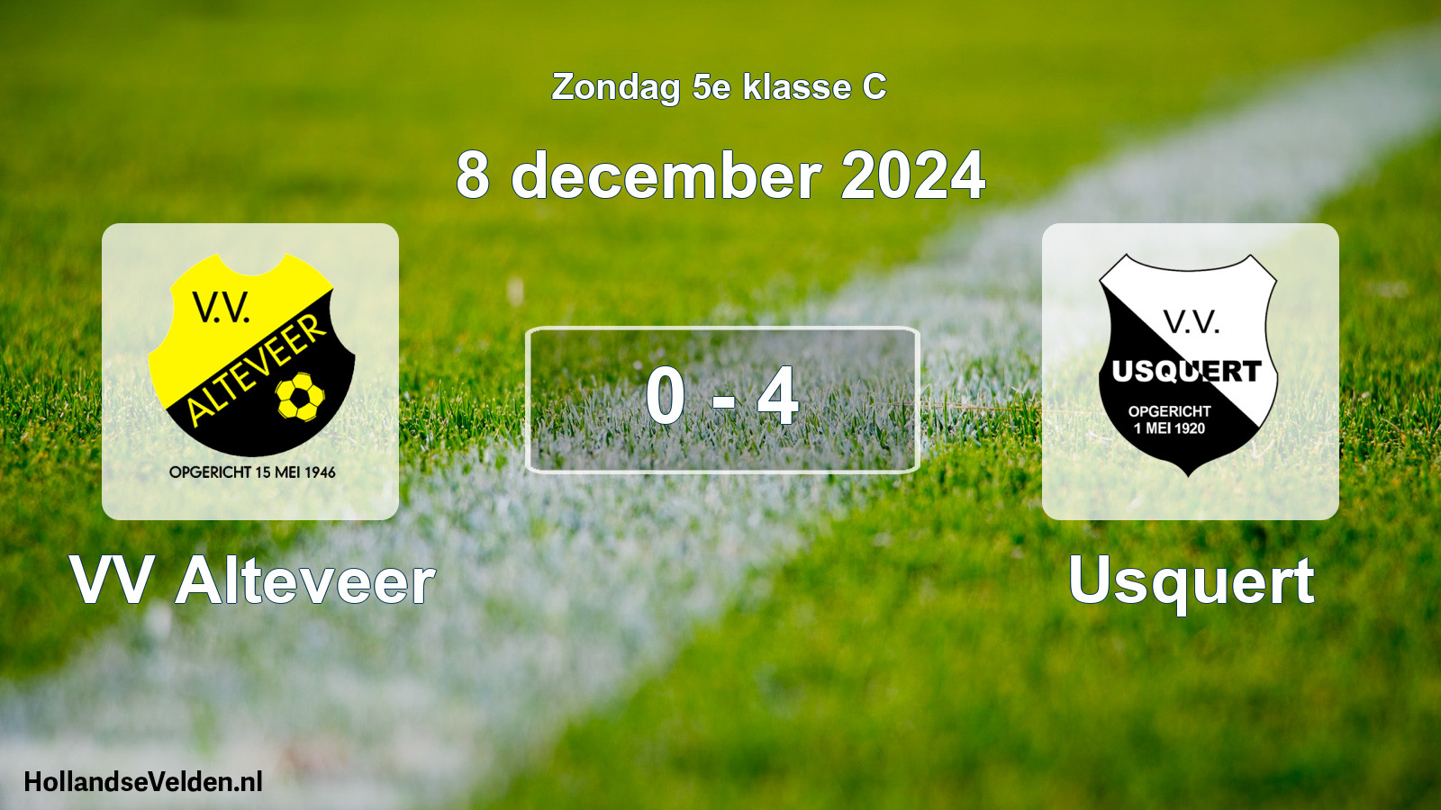 Total number of matches played: VV Alteveer - Usquert 0 - 4 (8 December 2024)