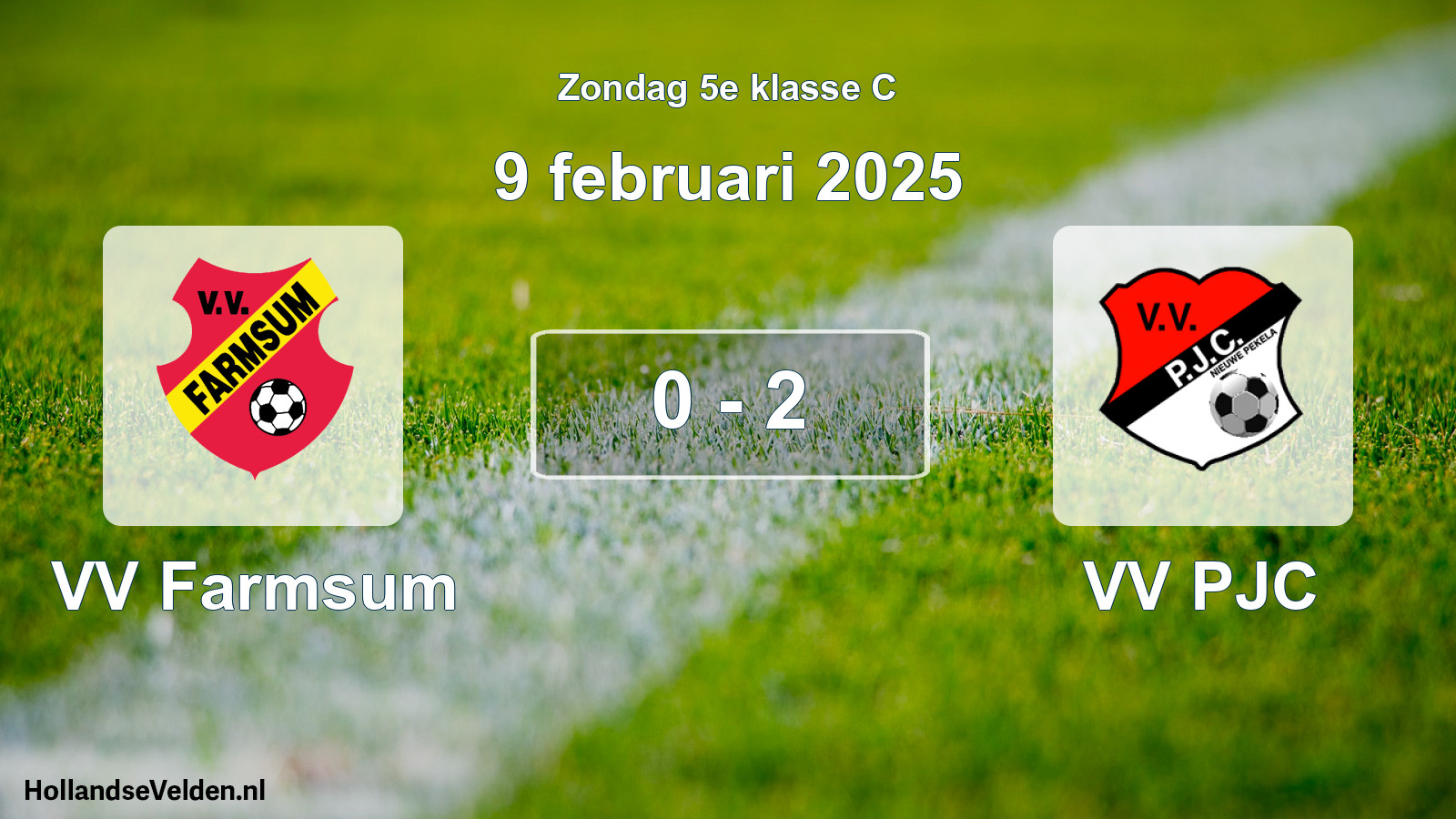 Total number of matches played: VV Farmsum - VV PJC 0 - 2 (9 February 2025)