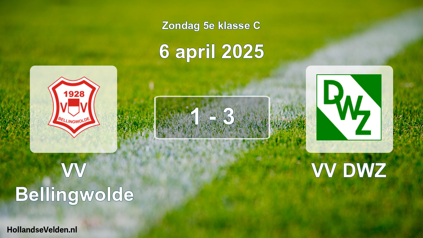 Total number of matches played: VV Bellingwolde - VV DWZ 1 - 3 (6 April 2025)