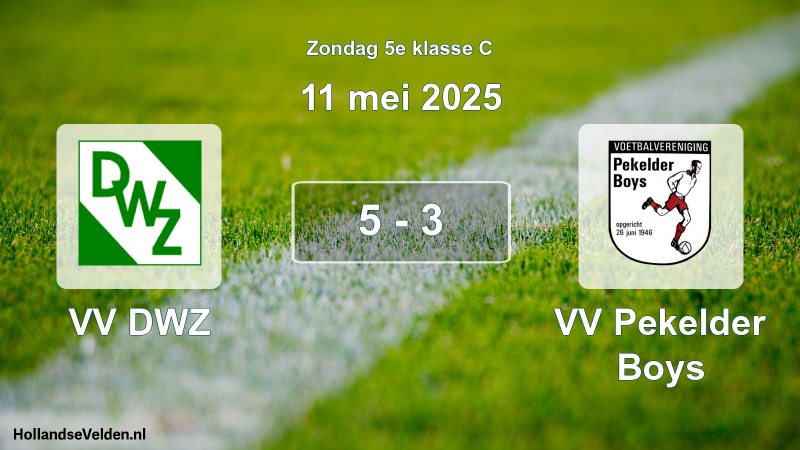 Total number of matches played: VV DWZ - VV Pekelder Boys 5 - 3 (11 May 2025)