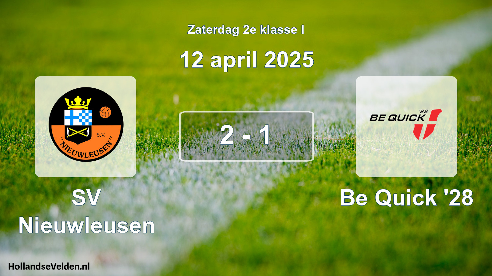 Total number of matches played: SV Nieuwleusen - Be Quick '28 2 - 1 (12 April 2025)
