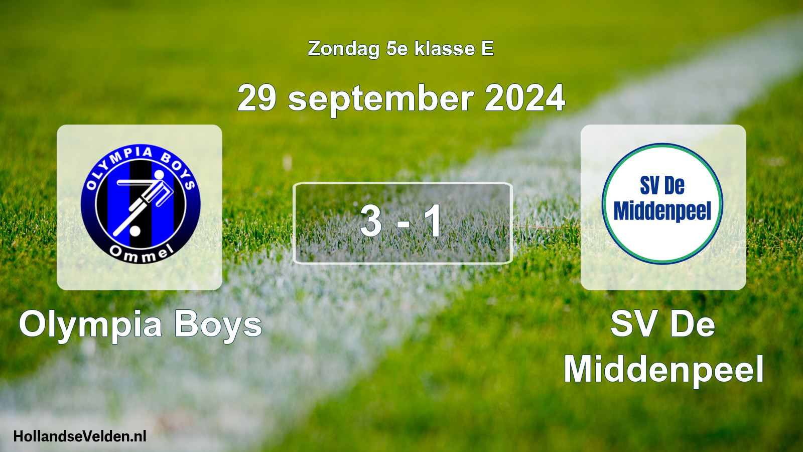 Total number of matches played: Olympia Boys - SV De Middenpeel 3 - 1 (29 September 2024)
