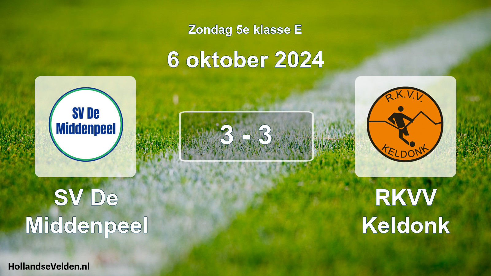 Total number of matches played: SV De Middenpeel - RKVV Keldonk 3 - 3 (6 October 2024)