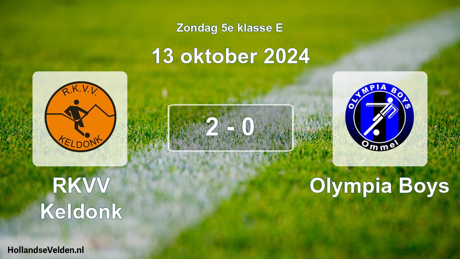 Total number of matches played: RKVV Keldonk - Olympia Boys 2 - 0 (13 October 2024)