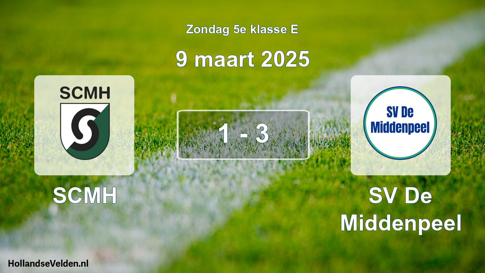 Total number of matches played: SCMH - SV De Middenpeel 1 - 3 (9 March 2025)