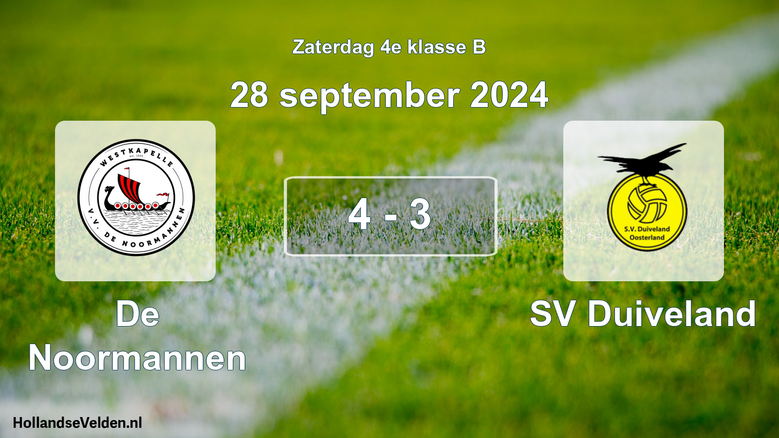 Total number of matches played: De Noormannen - SV Duiveland 4 - 3 (28 September 2024)