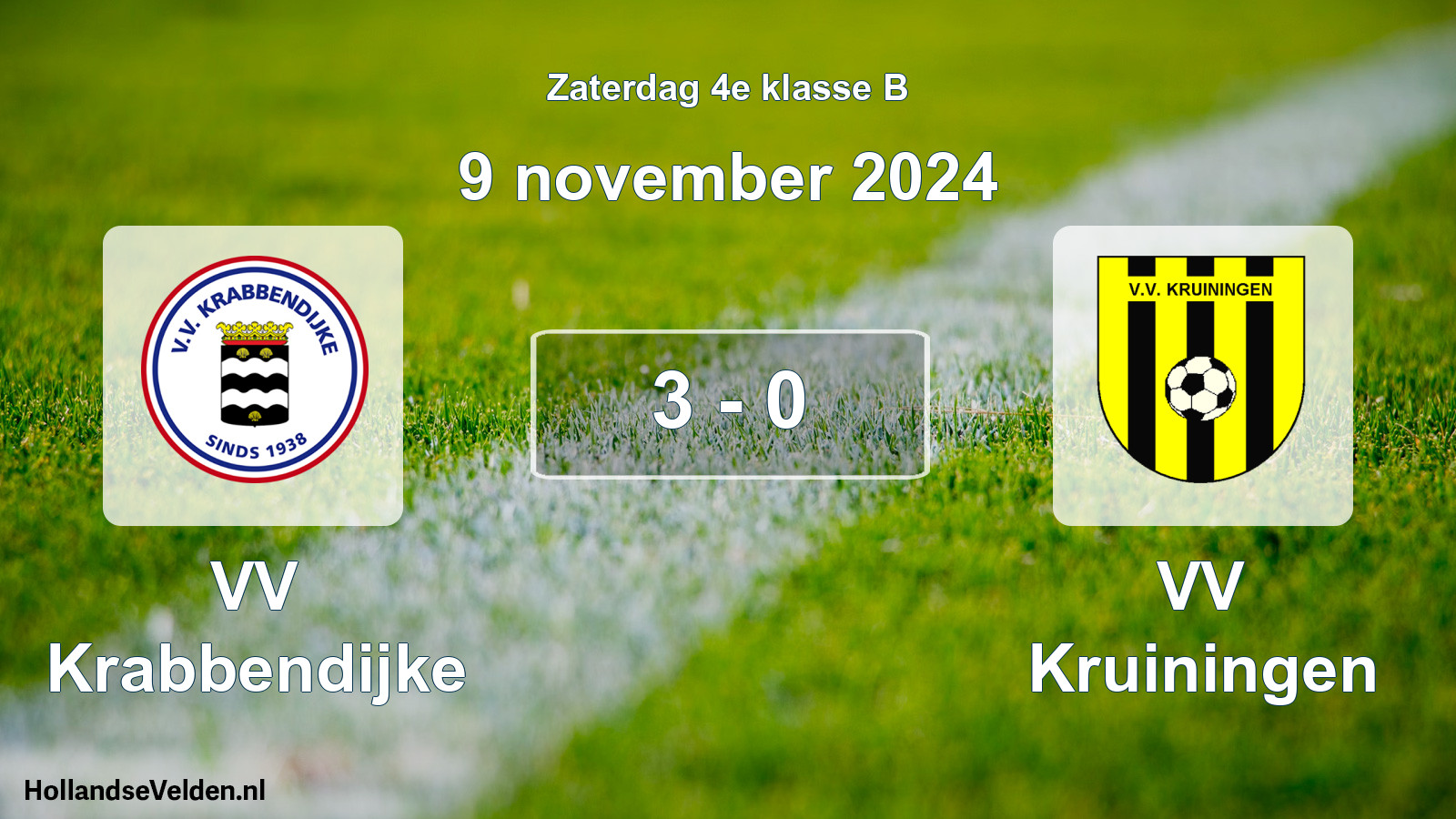 Total number of matches played: VV Krabbendijke - VV Kruiningen 3 - 0 (9 November 2024)