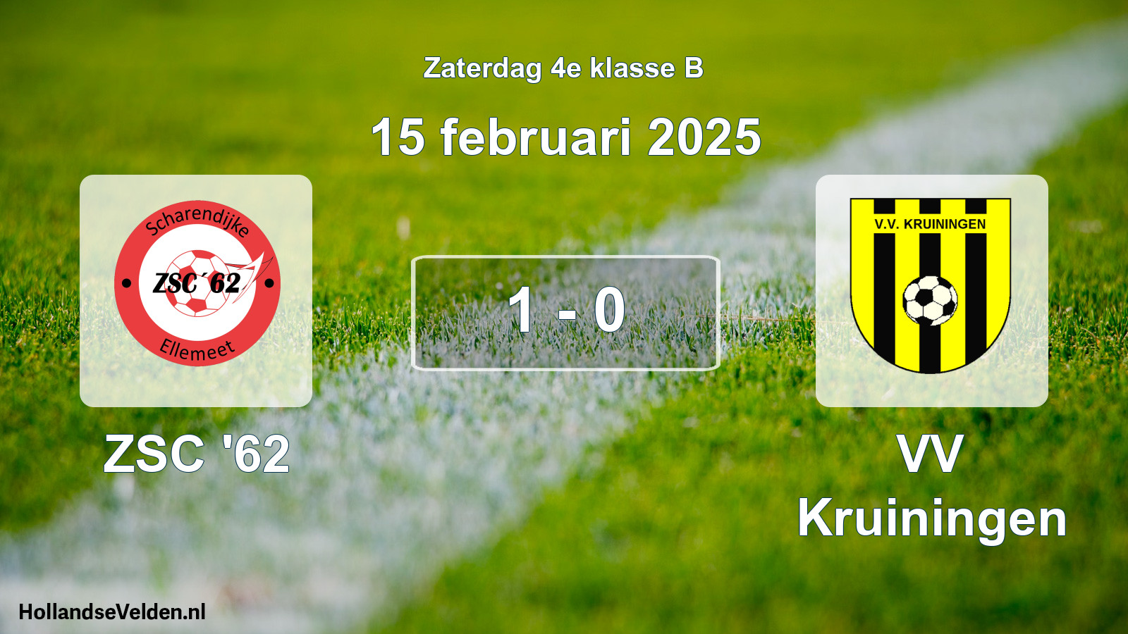 Total number of matches played: ZSC '62 - VV Kruiningen 1 - 0 (15 February 2025)