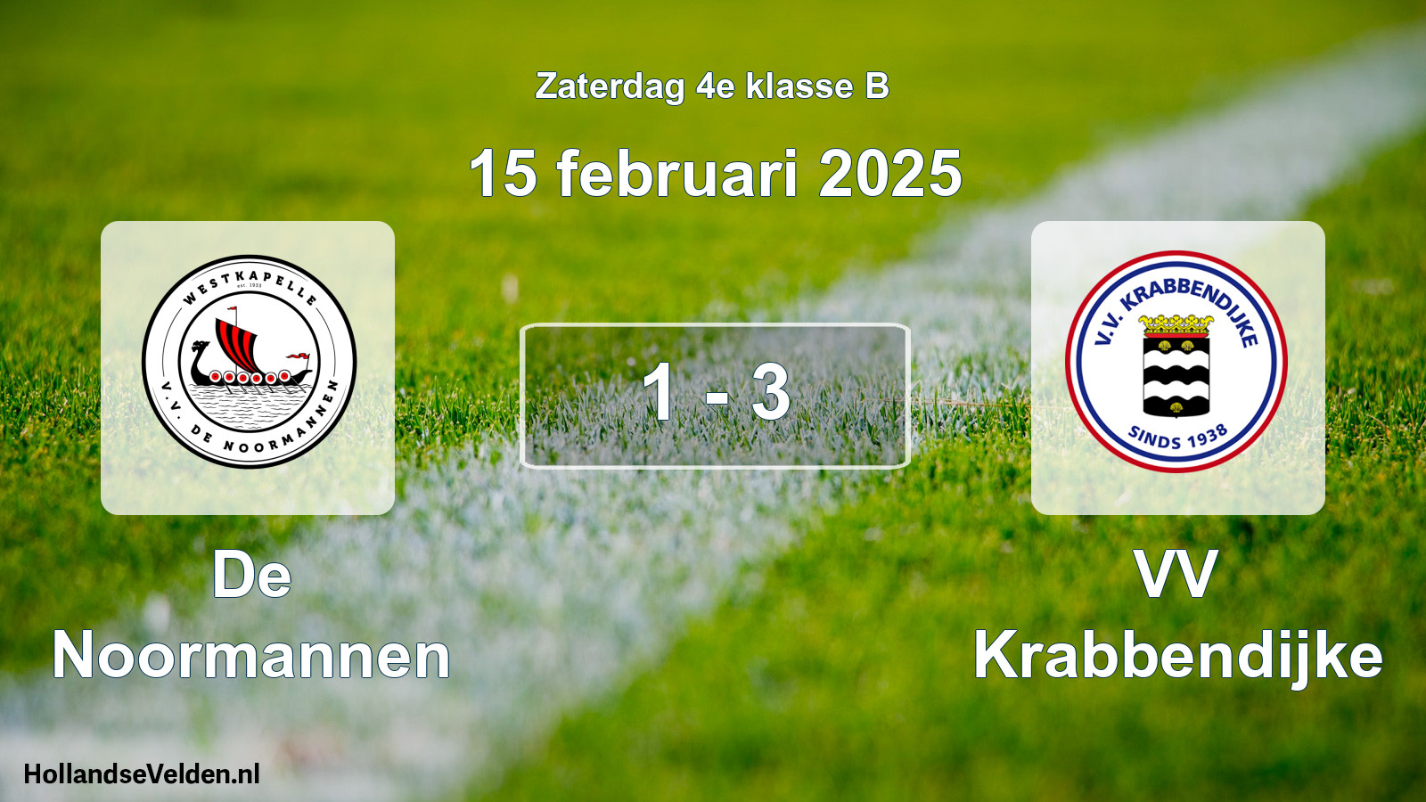 Total number of matches played: De Noormannen - VV Krabbendijke 1 - 3 (15 February 2025)