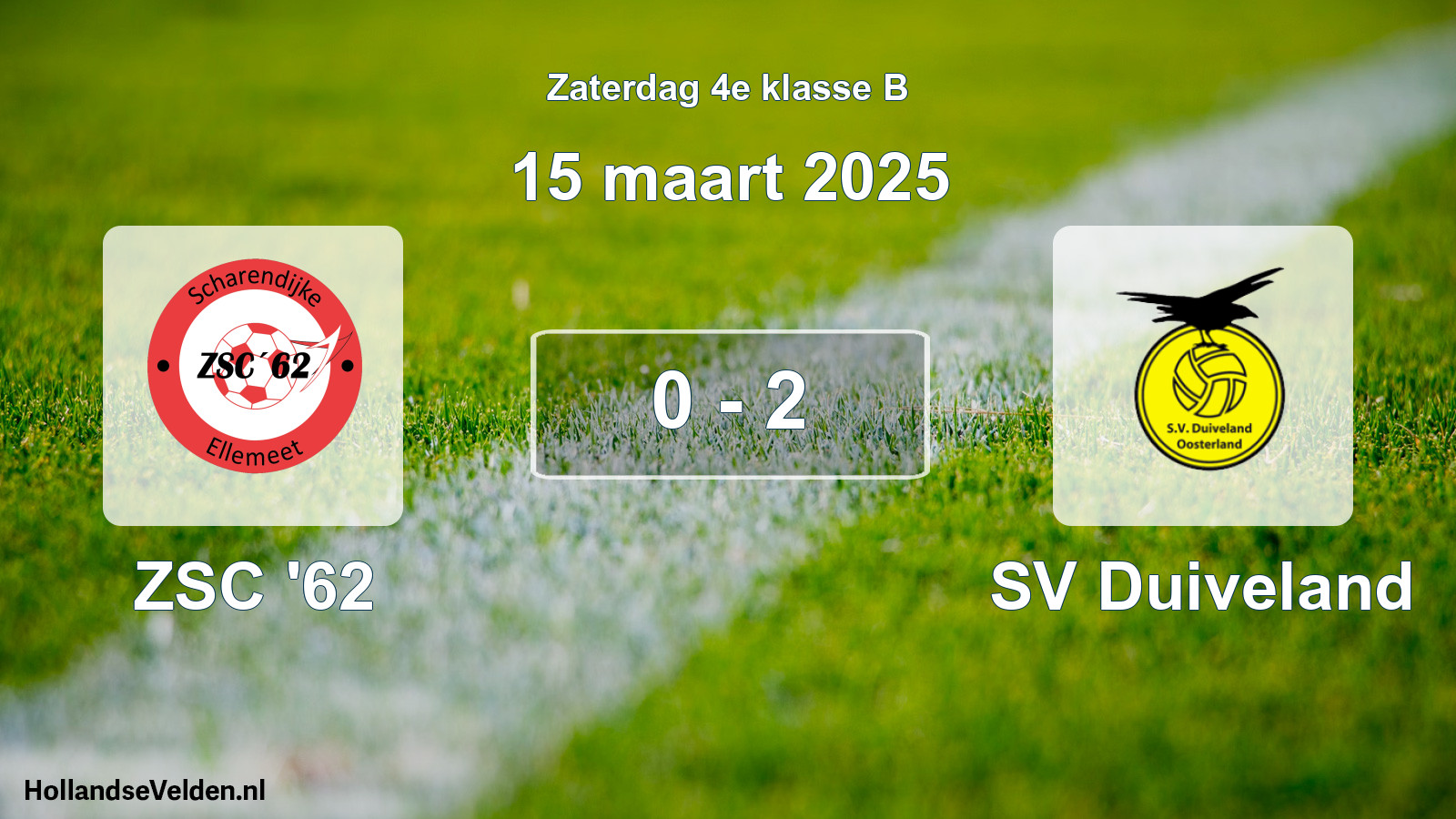 Total number of matches played: ZSC '62 - SV Duiveland 0 - 2 (15 March 2025)