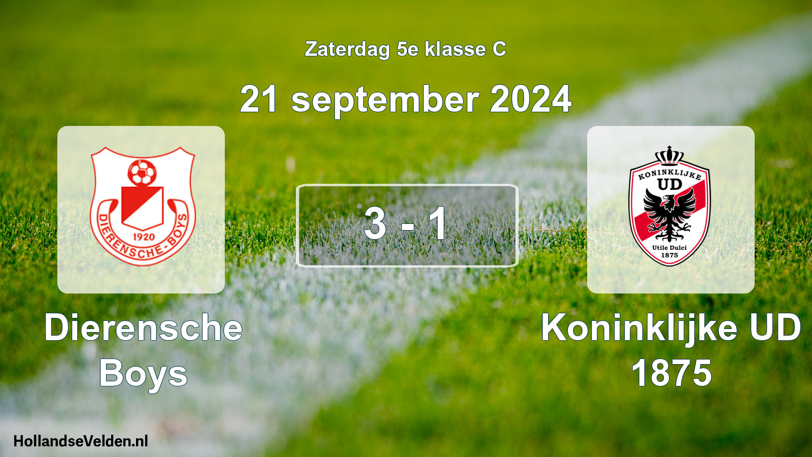 Total number of matches played: Dierensche Boys - Koninklijke UD 1875 3 - 1 (21 September 2024)